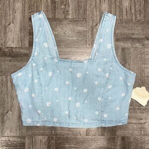 NEW Altar’d State Floral Chambray Crop Top Size Medium